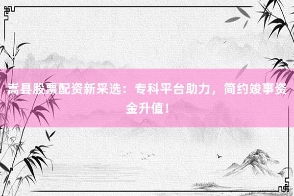 嵩县股票配资新采选：专科平台助力，简约竣事资金升值！