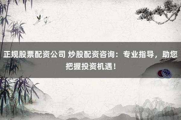 正规股票配资公司 炒股配资咨询：专业指导，助您把握投资机遇！