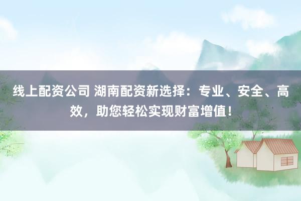 线上配资公司 湖南配资新选择：专业、安全、高效，助您轻松实现财富增值！