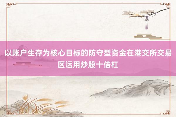 以账户生存为核心目标的防守型资金在港交所交易区运用炒股十倍杠