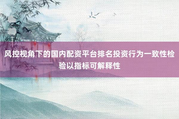 风控视角下的国内配资平台排名投资行为一致性检验以指标可解释性